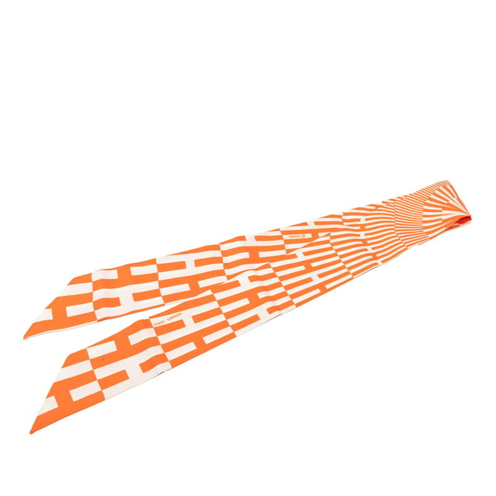 Hermes Twilly OP'H Scarf Muffler Orange Silk Women's HERMES